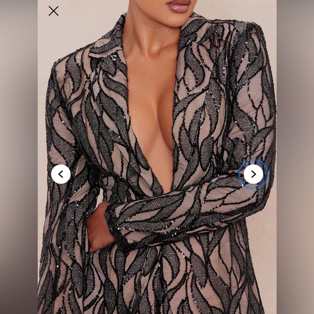 Sequin Blazer Size Small-Nude and Black